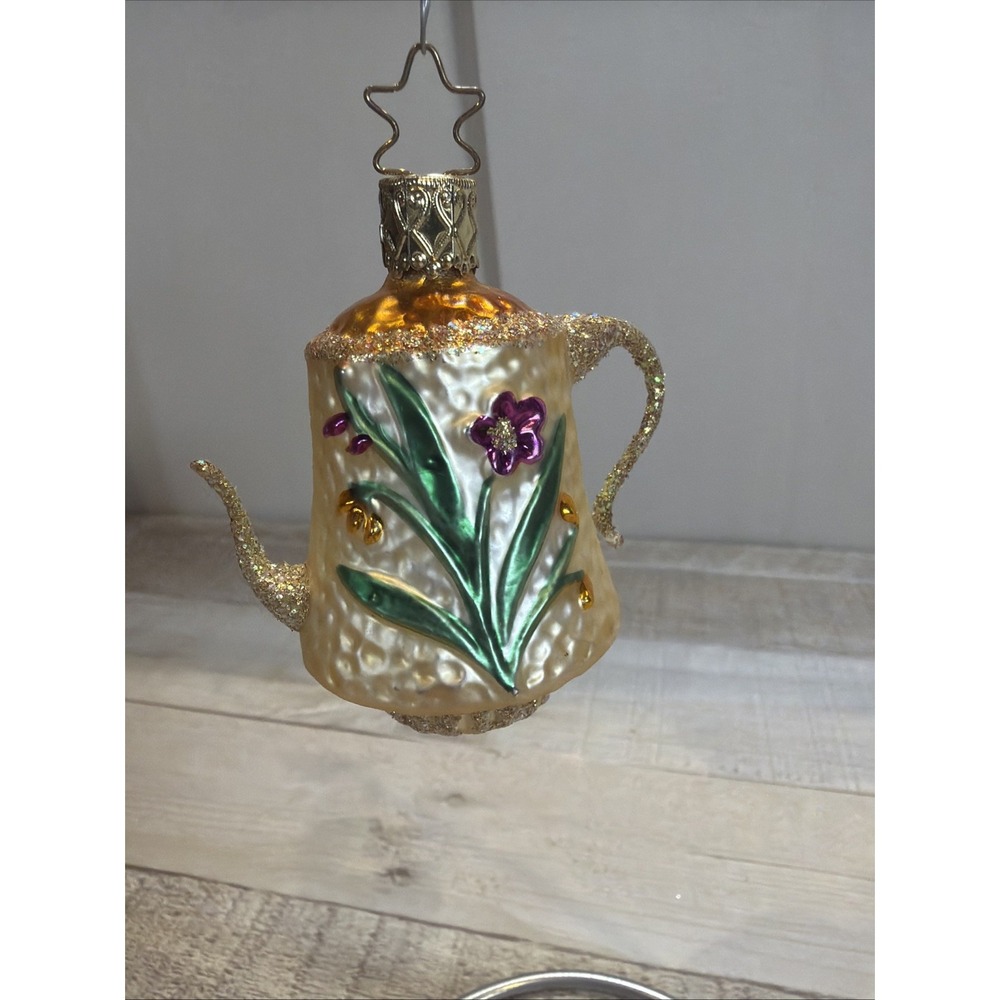 Vintage OWC Inge Glass Hand Blown Glass Bumpy Teapot German Christmas Ornament - Picture 1 of 6